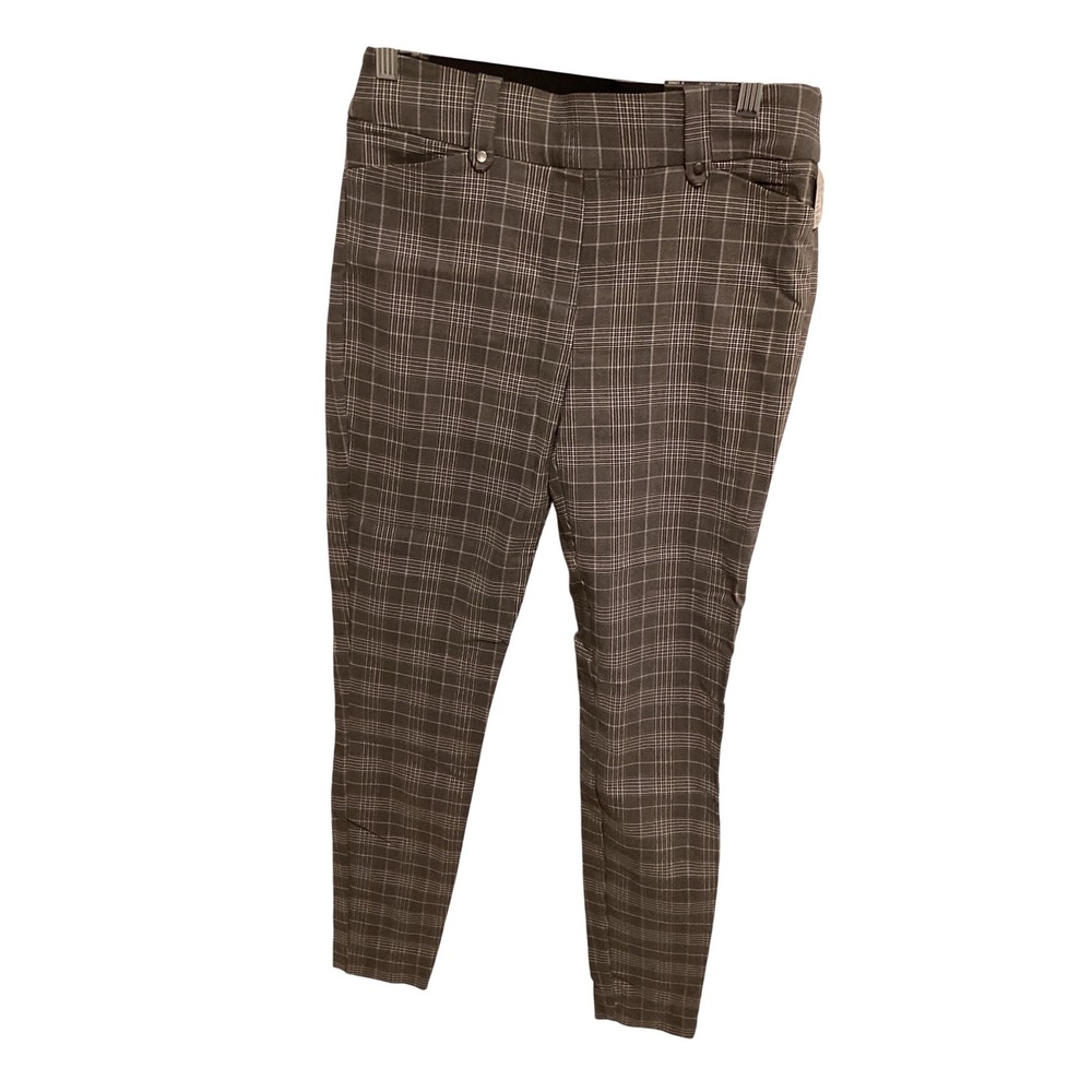 Maurices Pull On Skinny Ankle Pants Plaid Mid Rise Long Size S